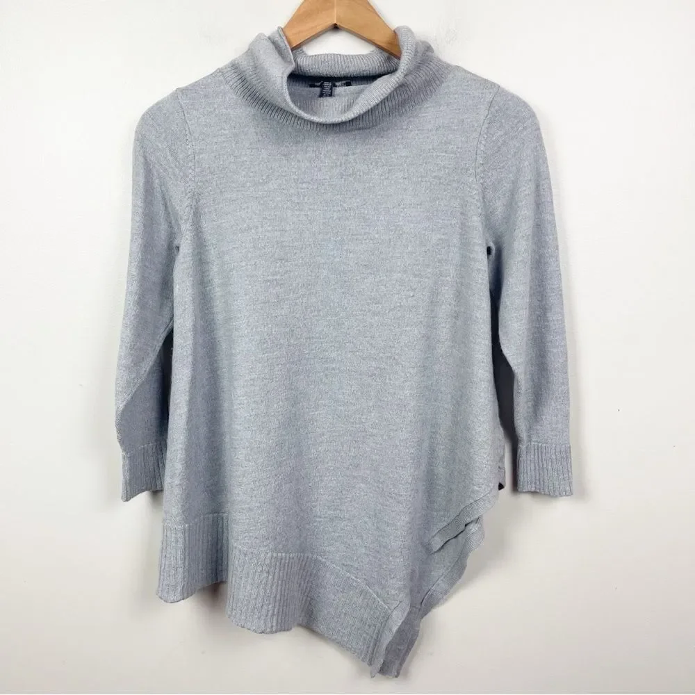 EILEEN FISHER MERINO WOOL ASYMMETRIC COWL NECK SOFT SWEATER SIZE PM